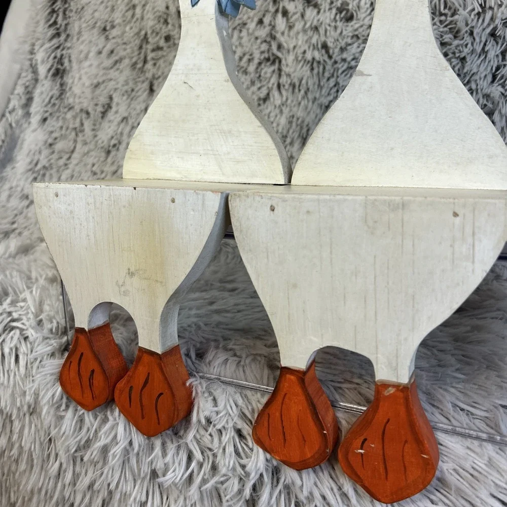 Duck Goose Pair Mates Male Female Shelf Sitters Handmade Vtg‎ Granny Primitive